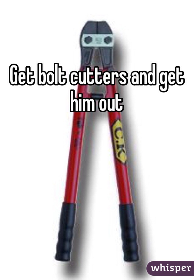 Get bolt cutters and get him out