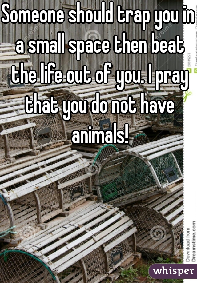 Someone should trap you in a small space then beat the life out of you. I pray that you do not have animals!