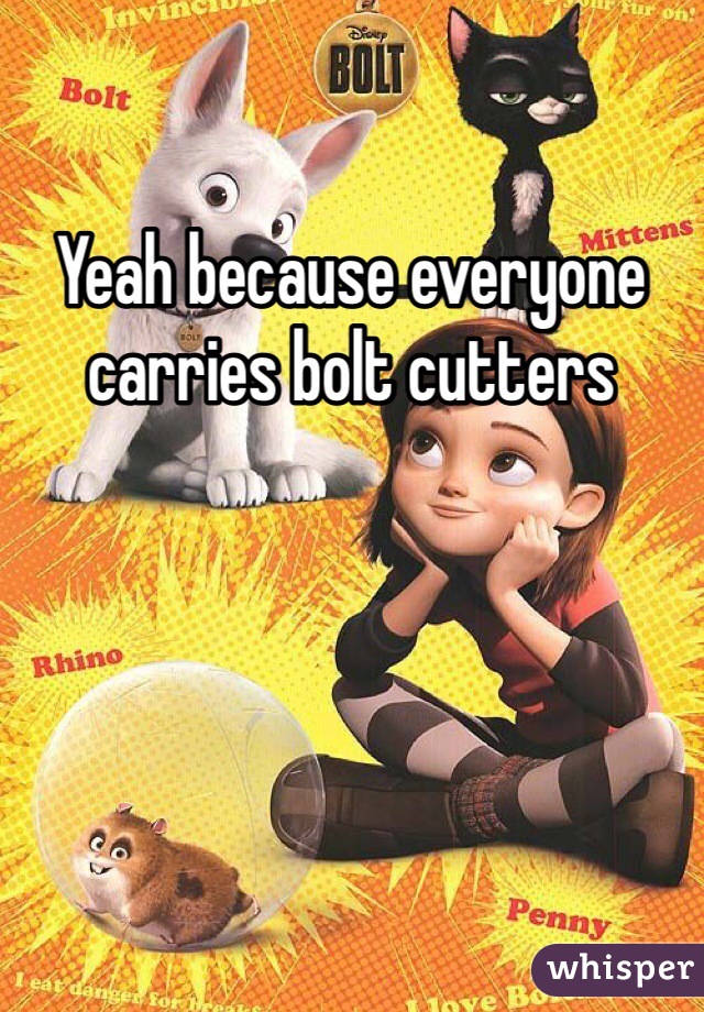 Yeah because everyone carries bolt cutters 