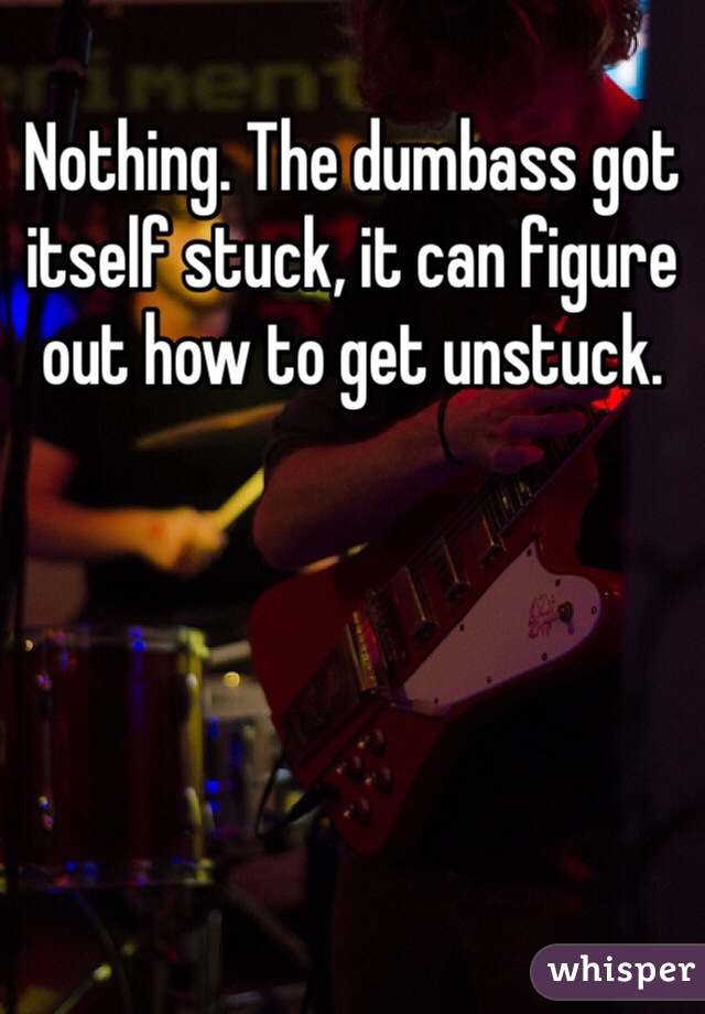 Nothing. The dumbass got itself stuck, it can figure out how to get unstuck.