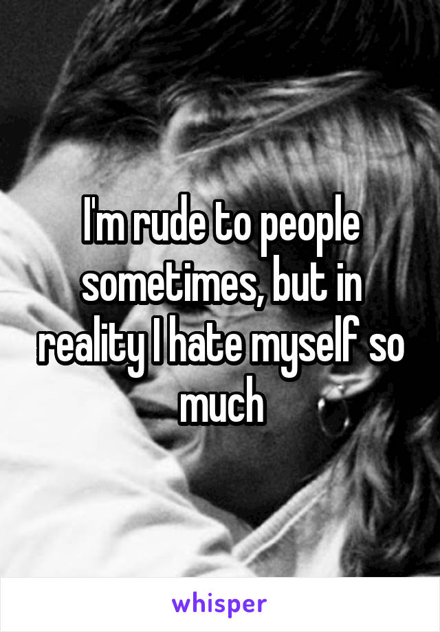 I'm rude to people sometimes, but in reality I hate myself so much