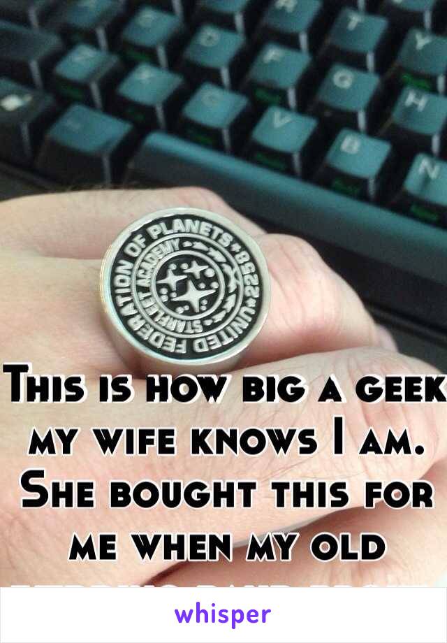 This is how big a geek my wife knows I am. She bought this for me when my old wedding band broke.