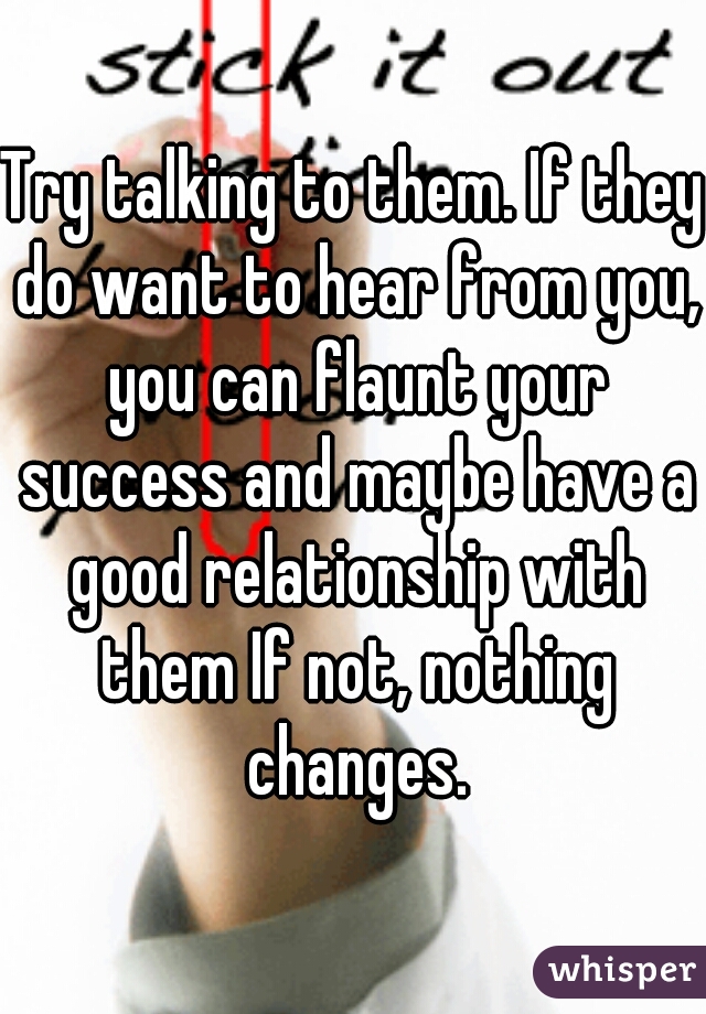 Try talking to them. If they do want to hear from you, you can flaunt your success and maybe have a good relationship with them If not, nothing changes.