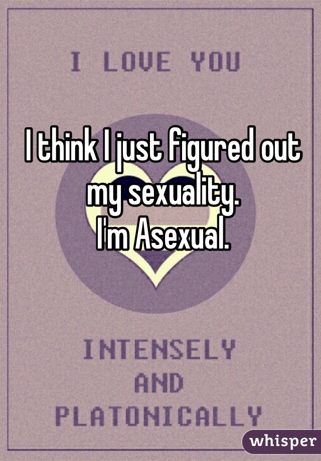 

I think I just figured out my sexuality.
I'm Asexual.