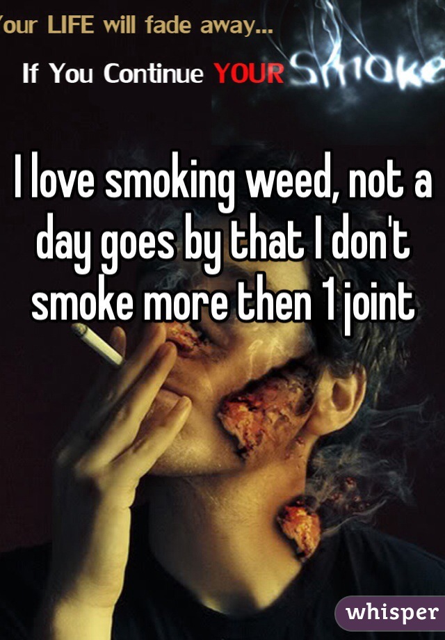 I love smoking weed, not a day goes by that I don't smoke more then 1 joint 