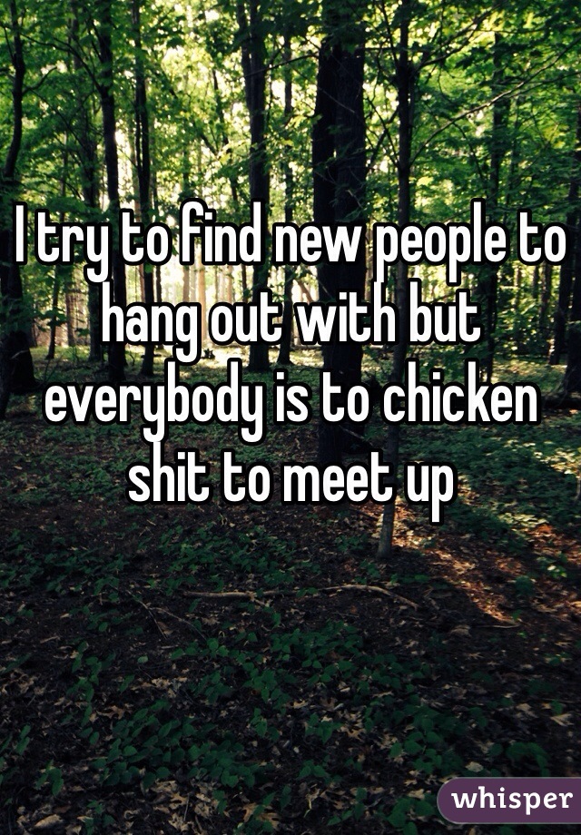 I try to find new people to hang out with but everybody is to chicken shit to meet up