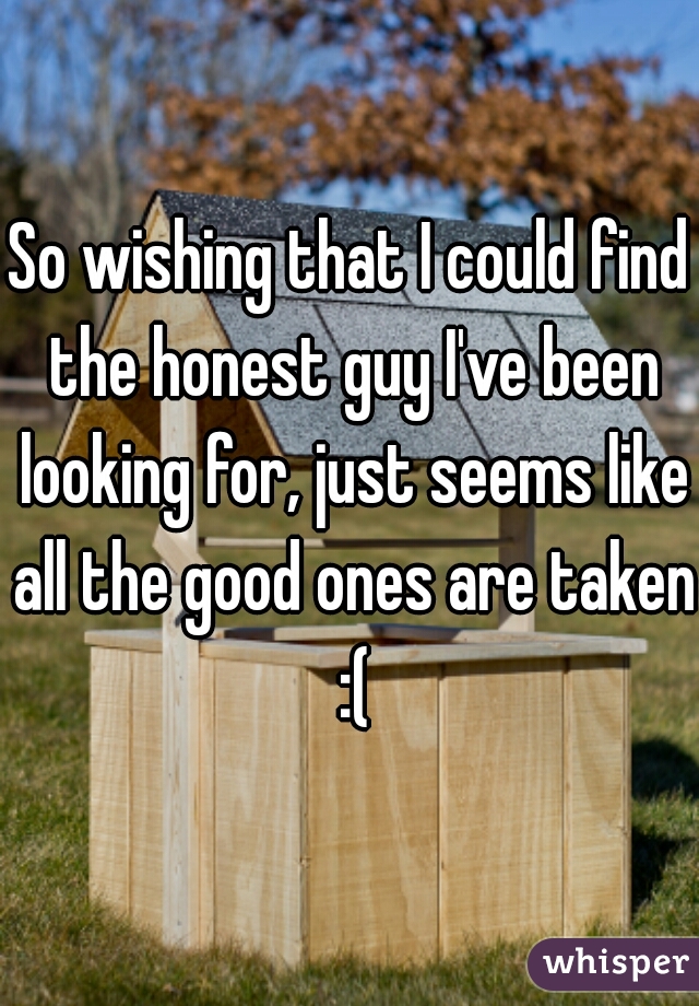 So wishing that I could find the honest guy I've been looking for, just seems like all the good ones are taken :(