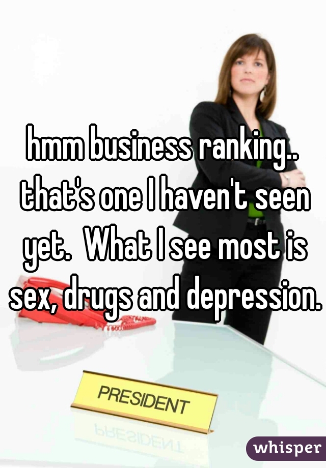 hmm business ranking.. that's one I haven't seen yet.  What I see most is sex, drugs and depression.