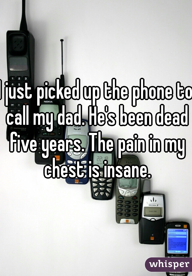 I just picked up the phone to call my dad. He's been dead five years. The pain in my chest is insane.