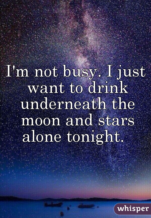I'm not busy. I just want to drink underneath the moon and stars alone tonight.  