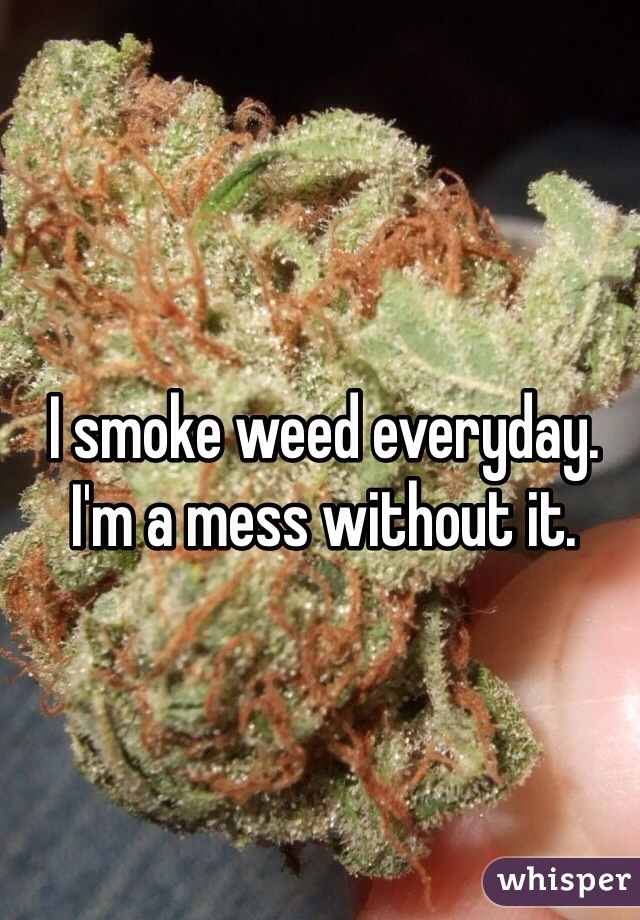 I smoke weed everyday.
I'm a mess without it.