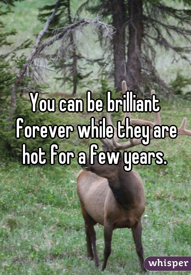 You can be brilliant forever while they are hot for a few years. 