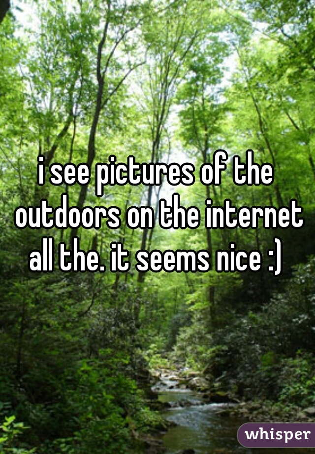 i see pictures of the outdoors on the internet all the. it seems nice :) 