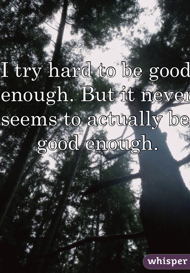 I try hard to be good enough. But it never seems to actually be good enough.
