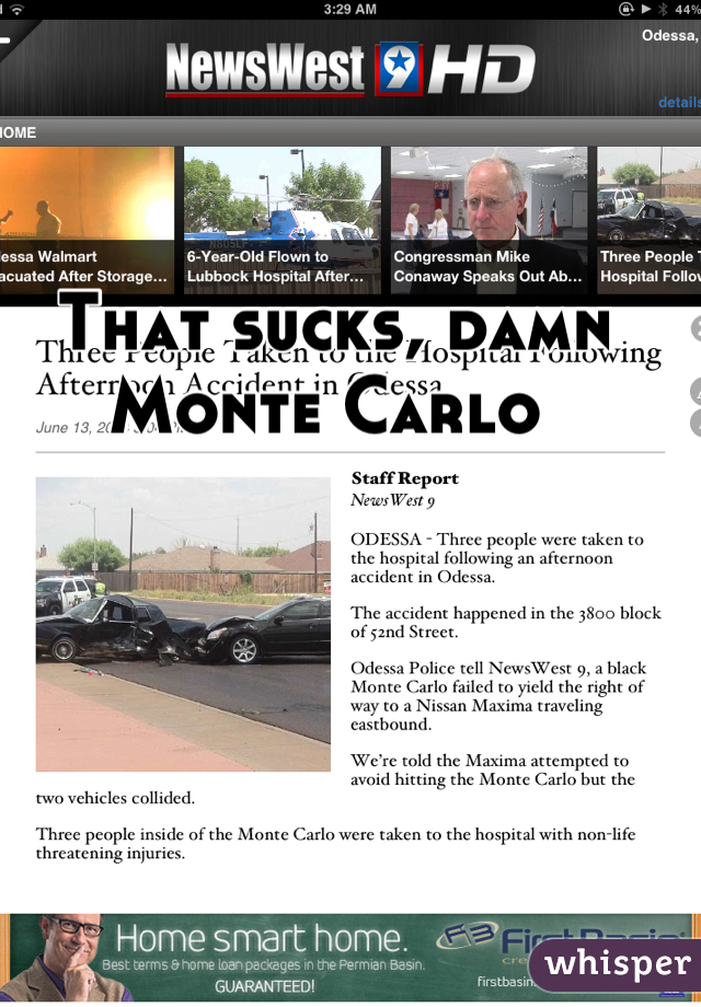 That sucks, damn Monte Carlo 