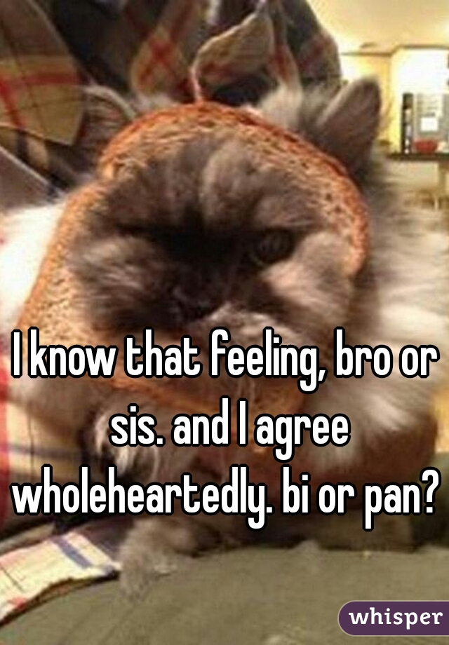 I know that feeling, bro or sis. and I agree wholeheartedly. bi or pan? 