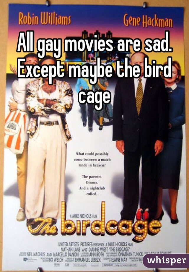 All gay movies are sad. Except maybe the bird cage