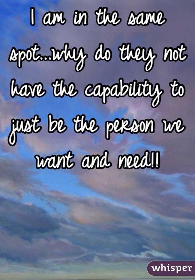 I am in the same spot...why do they not have the capability to just be the person we want and need!!