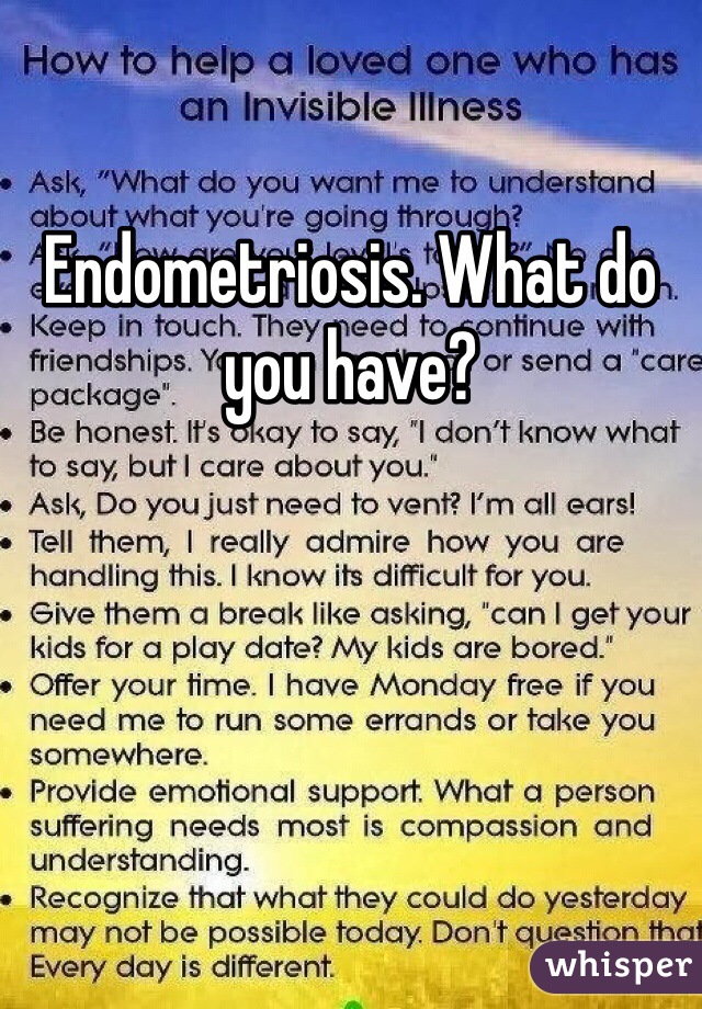 Endometriosis. What do you have?