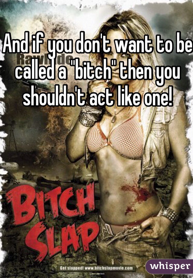 And if you don't want to be called a "bitch" then you shouldn't act like one! 