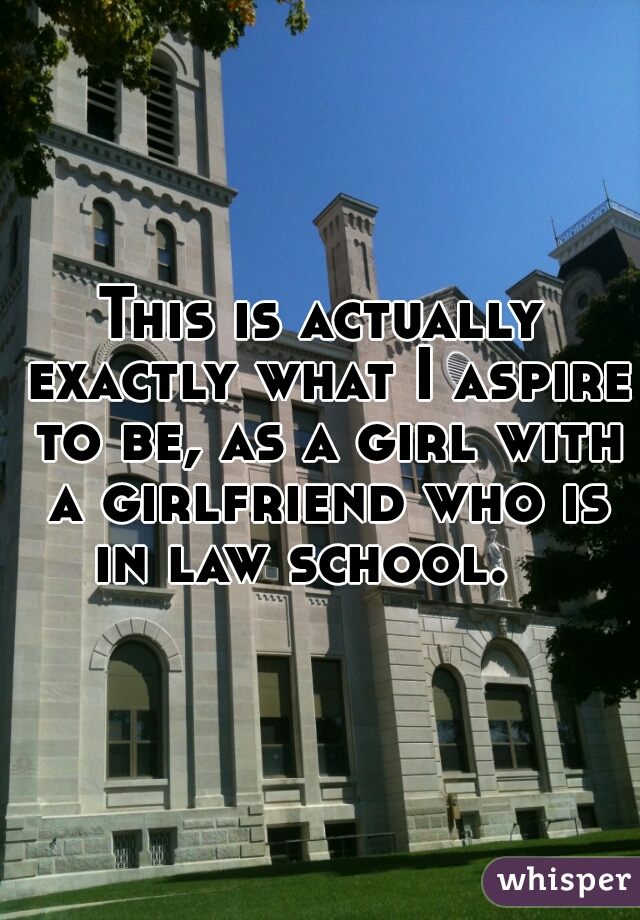 This is actually exactly what I aspire to be, as a girl with a girlfriend who is in law school.   