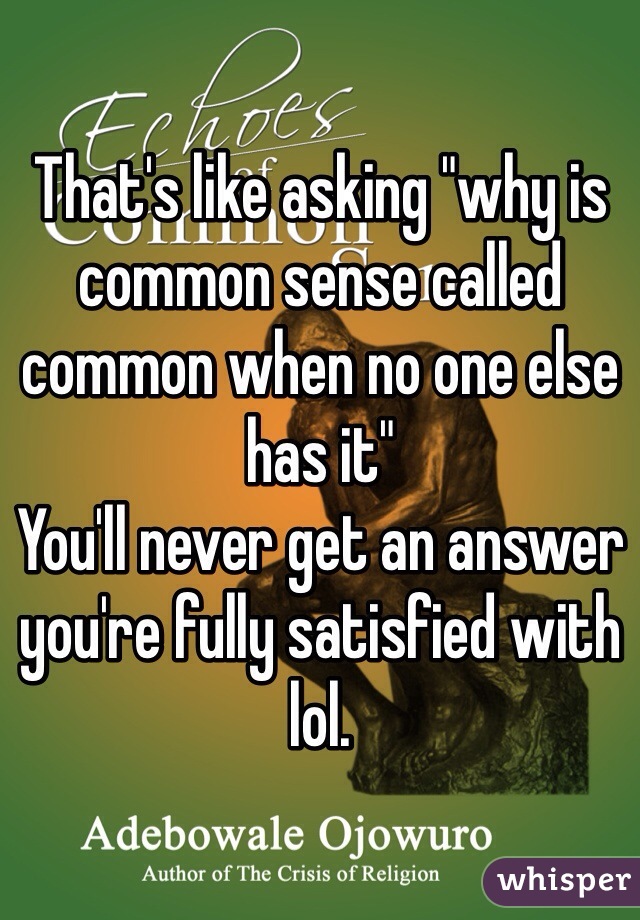 That's like asking "why is common sense called common when no one else has it"
You'll never get an answer you're fully satisfied with lol. 