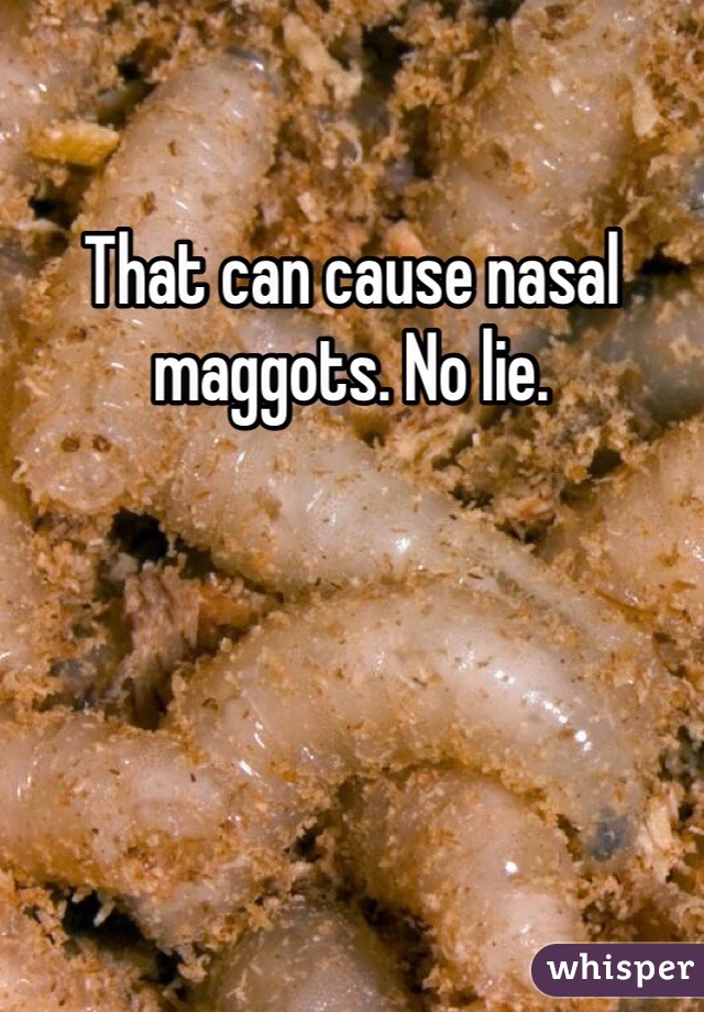 That can cause nasal maggots. No lie. 