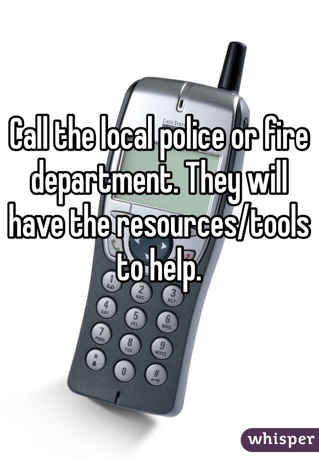 Call the local police or fire department. They will have the resources/tools to help.