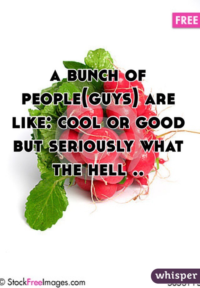 a bunch of people(guys) are like: cool or good but seriously what the hell .. 