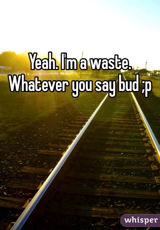 Yeah. I'm a waste. Whatever you say bud ;p 