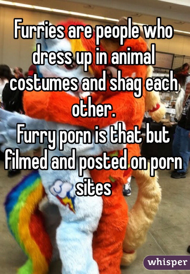 Furries are people who dress up in animal costumes and shag each other.
Furry porn is that but filmed and posted on porn sites