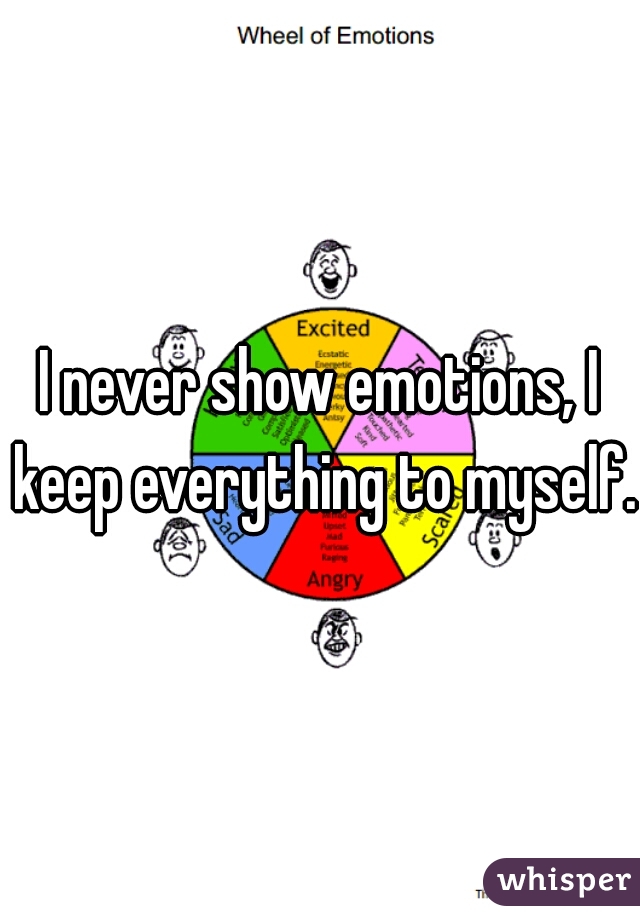 I never show emotions, I keep everything to myself.