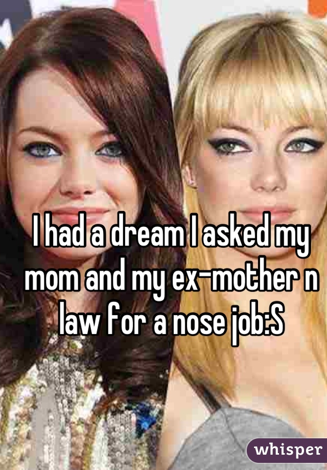 I had a dream I asked my mom and my ex-mother n law for a nose job:S