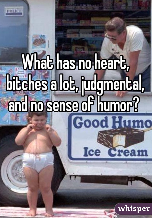 What has no heart, bitches a lot, judgmental, and no sense of humor? 