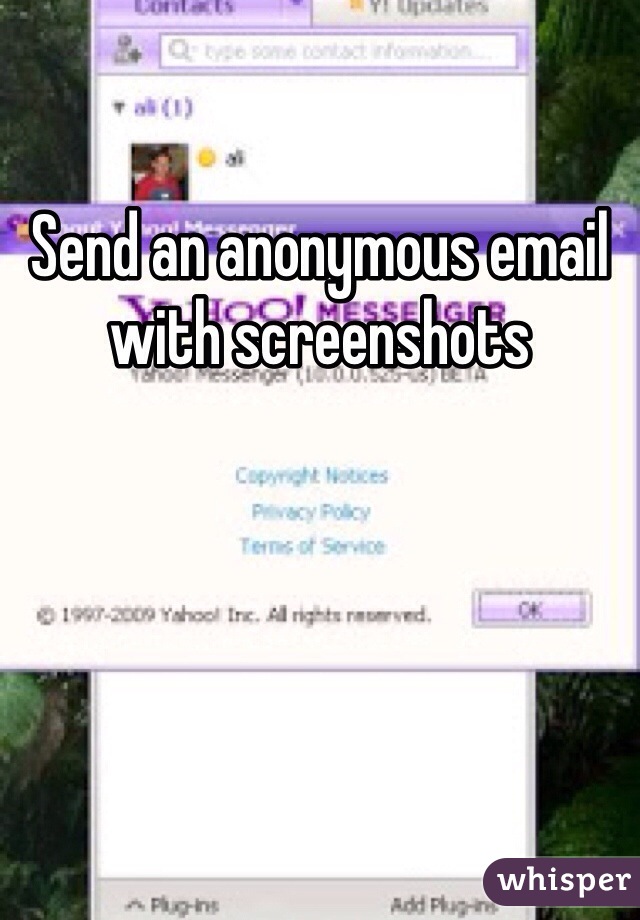 Send an anonymous email with screenshots