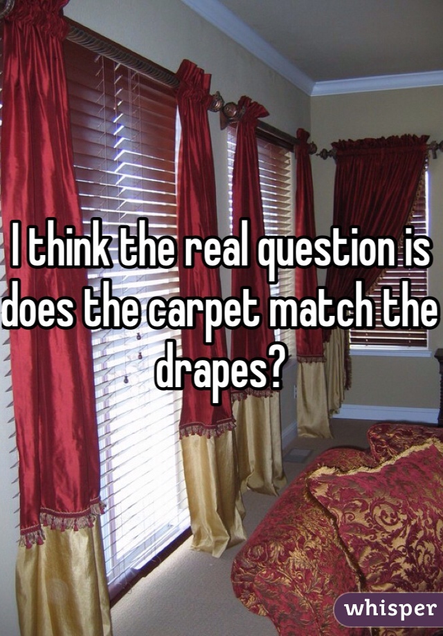 I think the real question is does the carpet match the drapes?