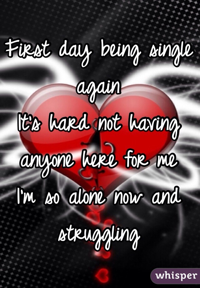 First day being single again
It's hard not having anyone here for me 
I'm so alone now and struggling 