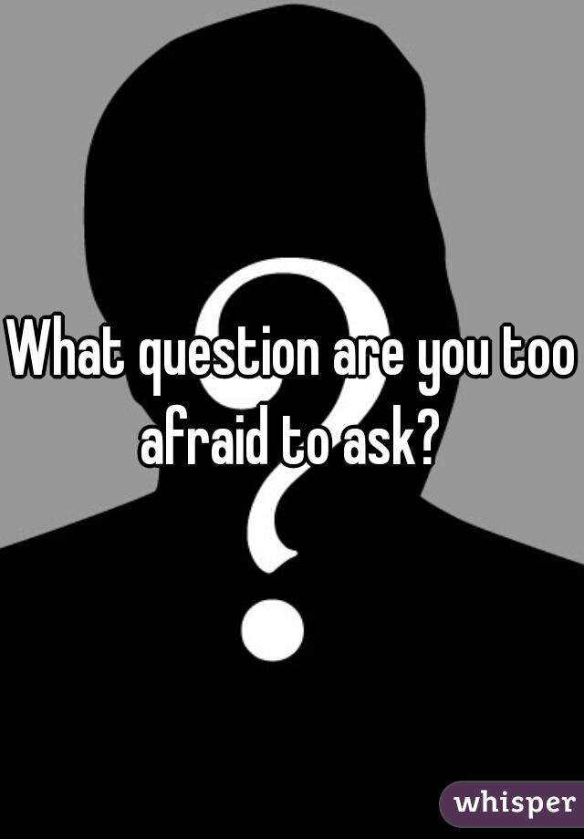 What question are you too afraid to ask? 