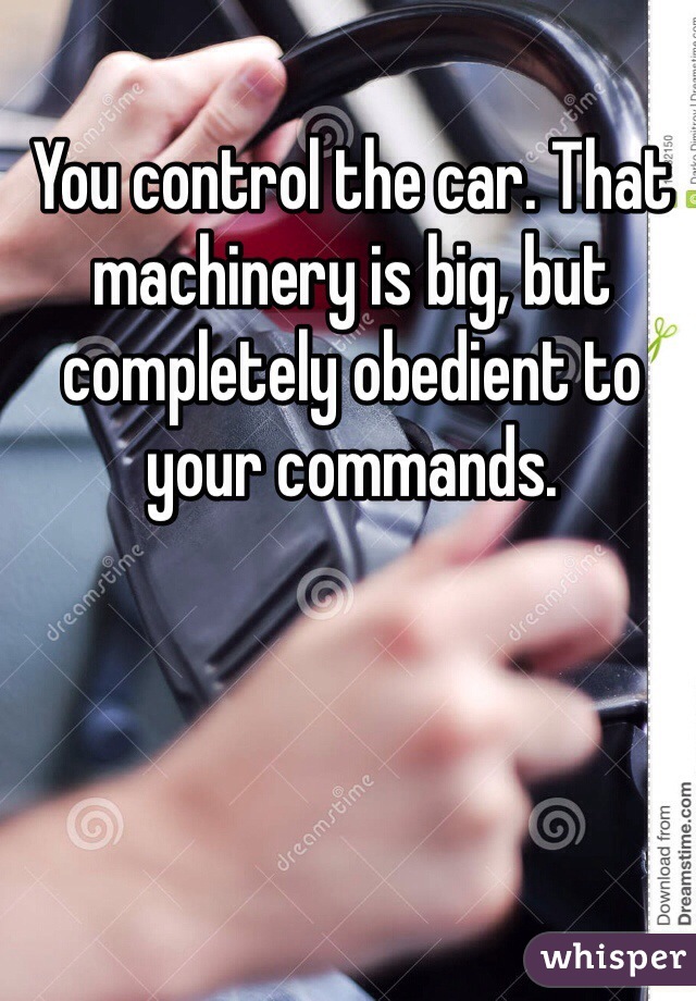 You control the car. That machinery is big, but completely obedient to your commands.