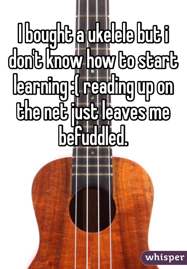 I bought a ukelele but i don't know how to start learning :( reading up on the net just leaves me befuddled.