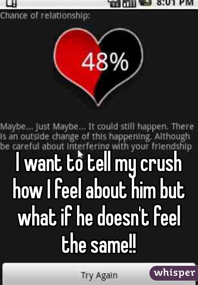 I want to tell my crush how I feel about him but what if he doesn't feel the same!!