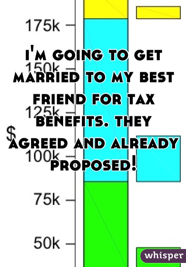i'm going to get married to my best friend for tax benefits. they agreed and already proposed!