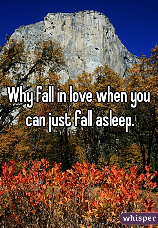 Why fall in love when you can just fall asleep.