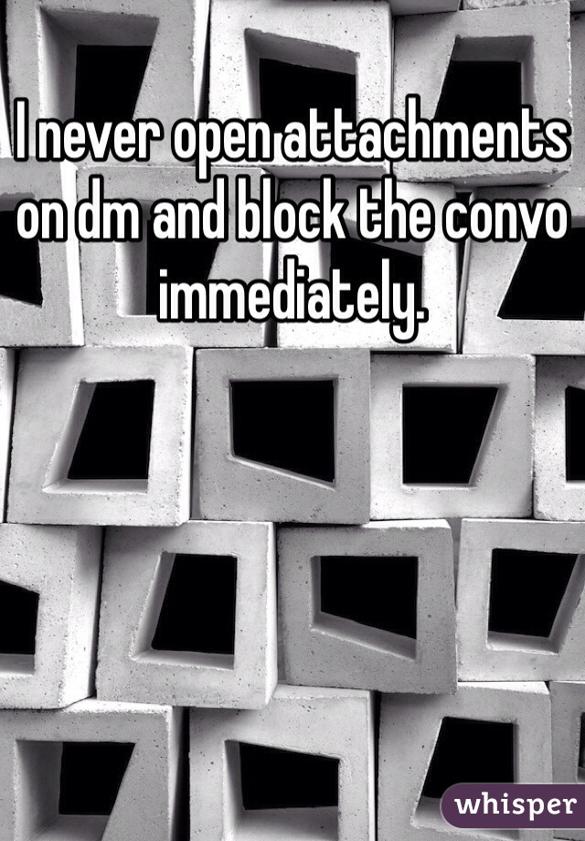 I never open attachments on dm and block the convo immediately.