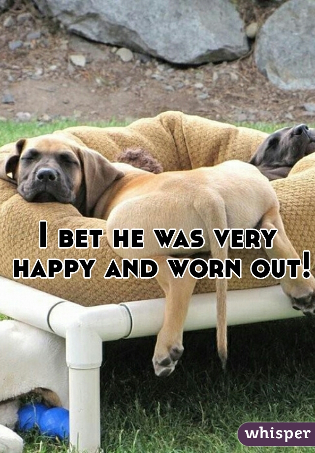 I bet he was very happy and worn out!