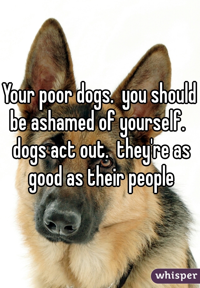 Your poor dogs.  you should be ashamed of yourself.   dogs act out.  they're as good as their people