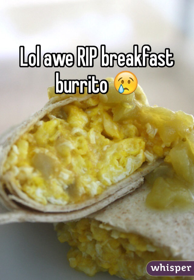Lol awe RIP breakfast burrito 😢