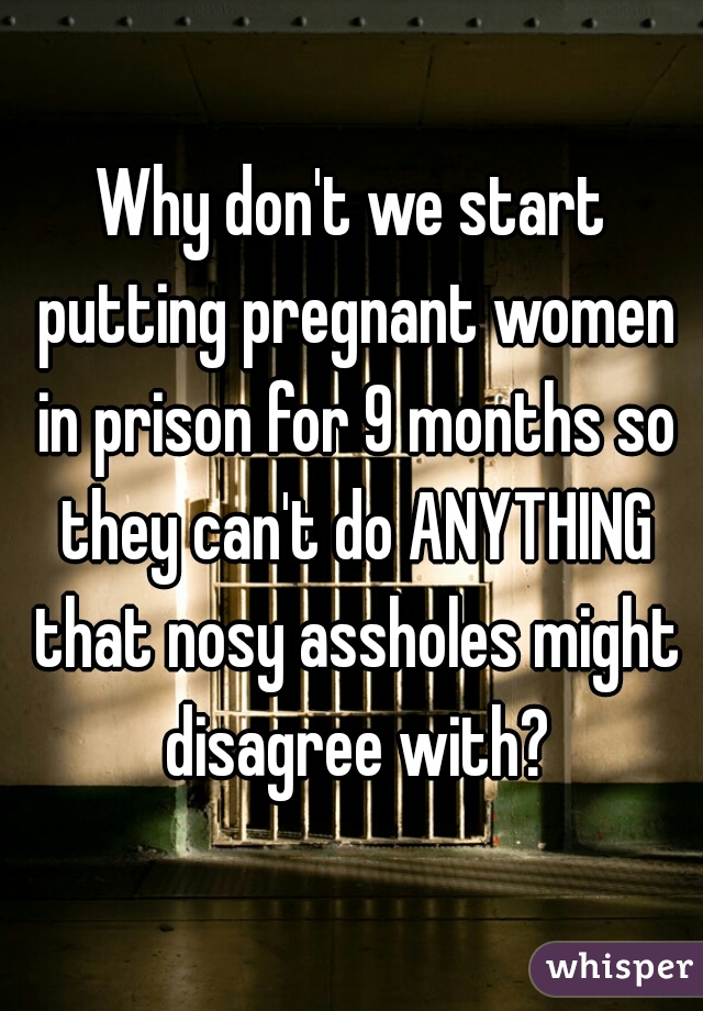 Why don't we start putting pregnant women in prison for 9 months so they can't do ANYTHING that nosy assholes might disagree with?