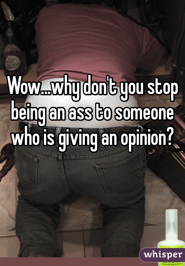 Wow...why don't you stop being an ass to someone who is giving an opinion? 