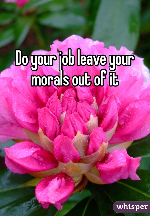 Do your job leave your morals out of it 